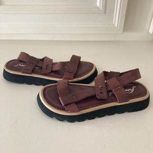 NWOT Free People Raven Dark Red Leather Sandals Sz 37